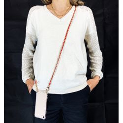 Coque Renforcée Transparente Pour Iphone 17 Pro Lanière / Cordon Chaine suspendue Rouge