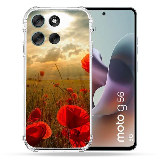 Coque Renforcée Pour Motorola G56 5G Fleur Coquelicot