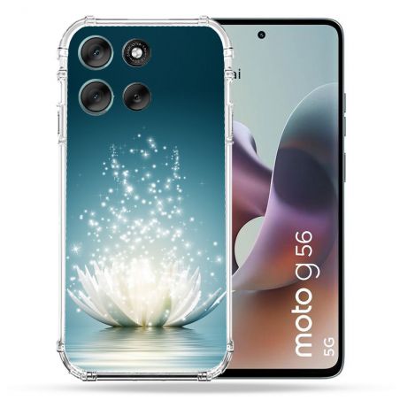 Coque Renforcée Pour Motorola G56 5G Fleur Lotus Blanc