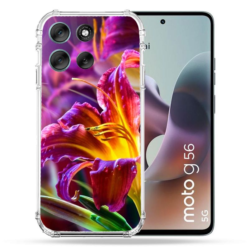 Coque Renforcée Pour Motorola G56 5G Fleur Lys Color