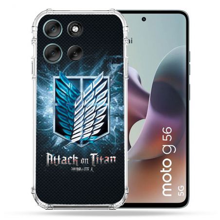 Coque Renforcée Pour Motorola G56 5G Manga Attaque Titans Noir