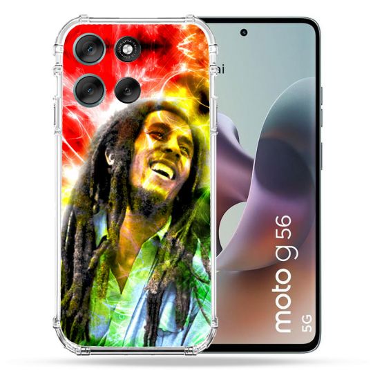 Coque Renforcée Pour Motorola G56 5G Musique Bob Marley Color