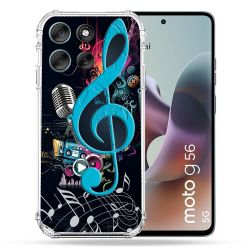 Coque Renforcée Pour Motorola G56 5G Musique Cle Sol Bleu
