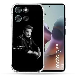 Coque Renforcée Pour Motorola G56 5G Musique Johnny Hallyday Noir