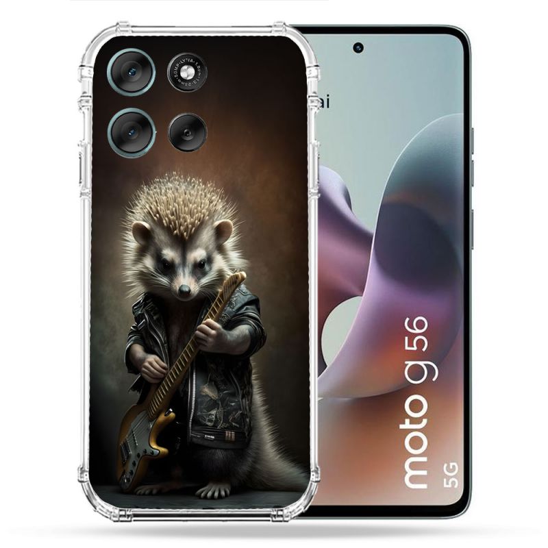 Coque Renforcée Pour Motorola G56 5G Musique Rock Herisson