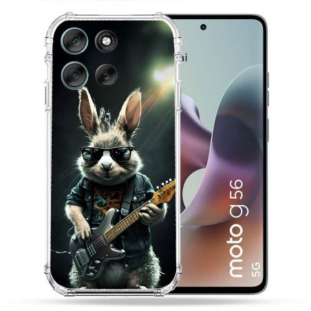 Coque Renforcée Pour Motorola G56 5G Musique Rock Lapin