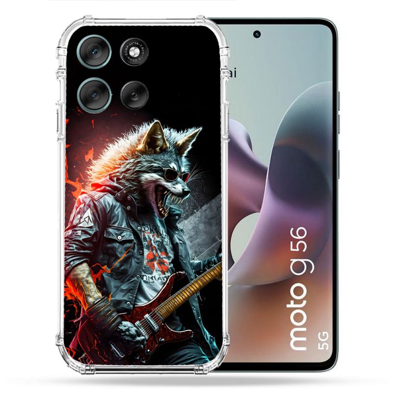 Coque Renforcée Pour Motorola G56 5G Musique Rock Loup