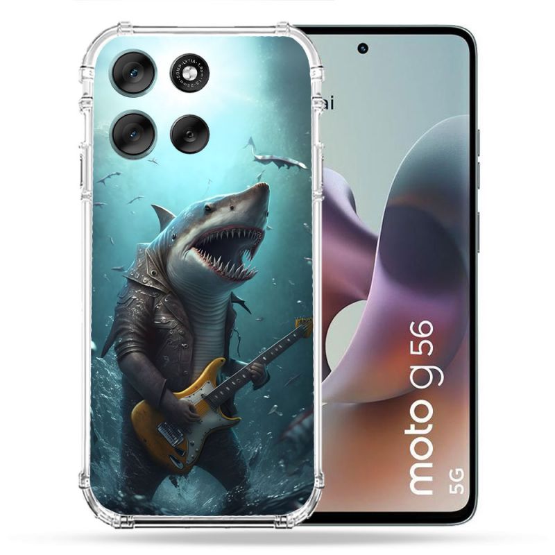 Coque Renforcée Pour Motorola G56 5G Musique Rock Requin