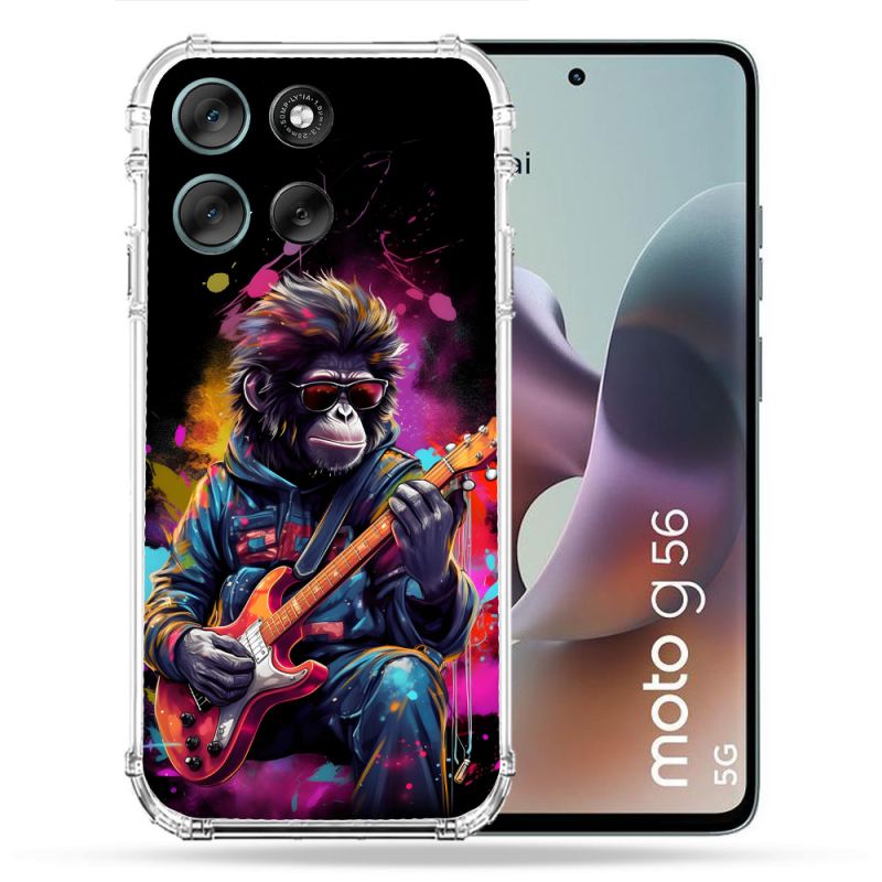 Coque Renforcée Pour Motorola G56 5G Musique Rock Singe