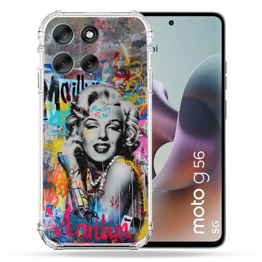 Coque Renforcée Pour Motorola G56 5G Street Art Maryline Monroe