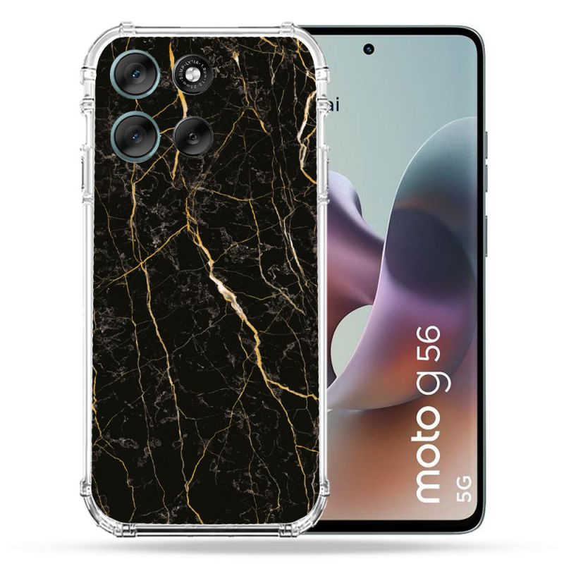 Coque Renforcée Pour Motorola G56 5G Texture Marbre Noir