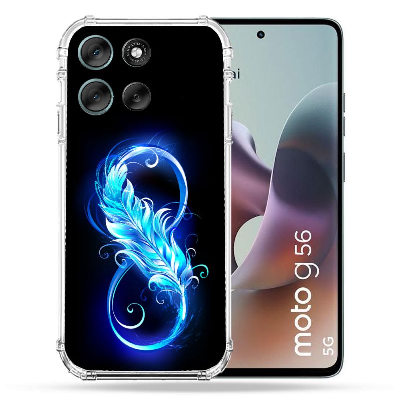Coque Renforcée Pour Motorola G56 5G Texture Plume Infini Bleu