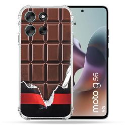 Coque Renforcée Pour Motorola G56 5G Texture Trompe Oeil Chocolat