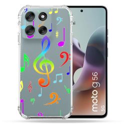 Coque Renforcée Transparente Pour Motorola G56 5G Note Musique Colore