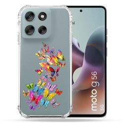 Coque Renforcée Transparente Pour Motorola G56 5G Papillon Multicolore