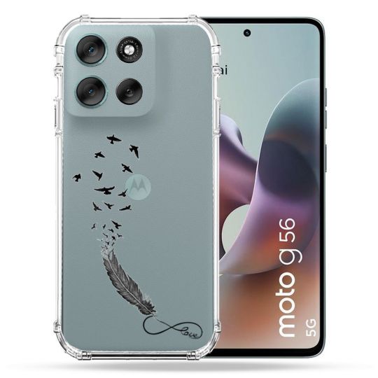 Coque Renforcée Transparente Pour Motorola G56 5G Plume Infini