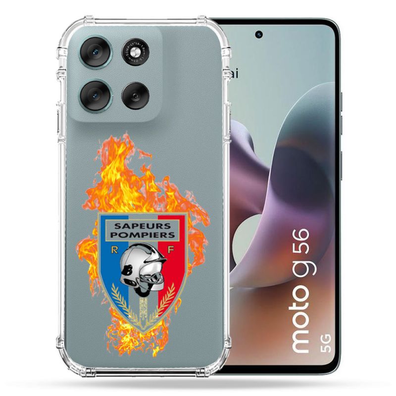 Coque Renforcée Transparente Pour Motorola G56 5G Pompier Feu