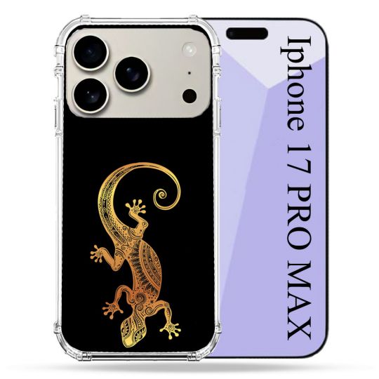 Coque Renforcée Magsafe Pour Iphone 17 Pro Max Animal Lezard Noir