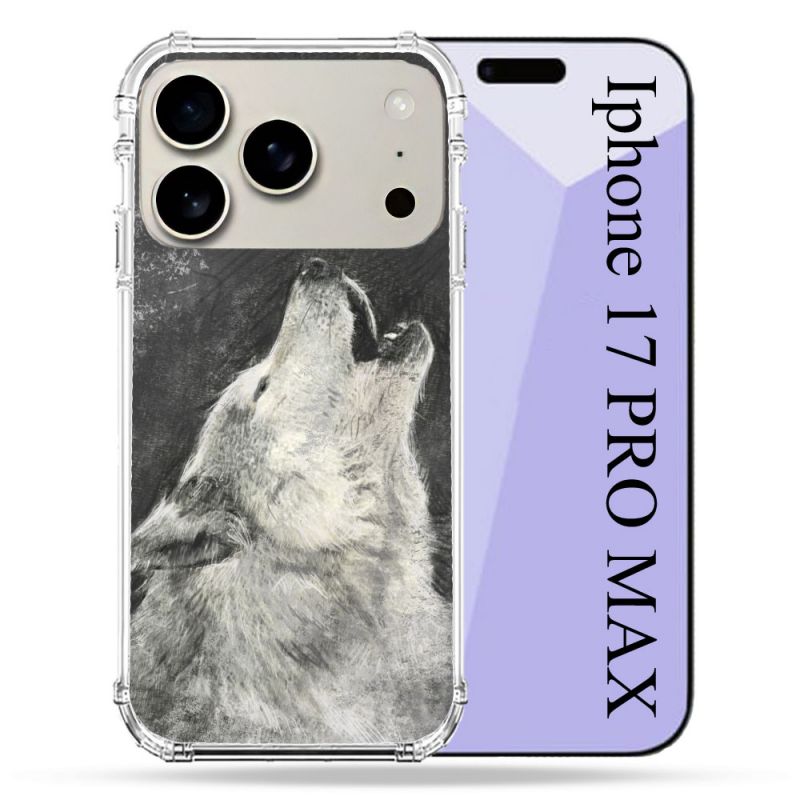 Coque Renforcée Magsafe Pour Iphone 17 Pro Max Animal Loup Hurlement