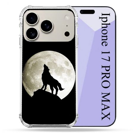 Coque Renforcée Magsafe Pour Iphone 17 Pro Max Animal Loup Noir