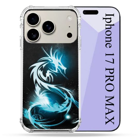Coque Renforcée Magsafe Pour Iphone 17 Pro Max Fantastique Dragon Bleu