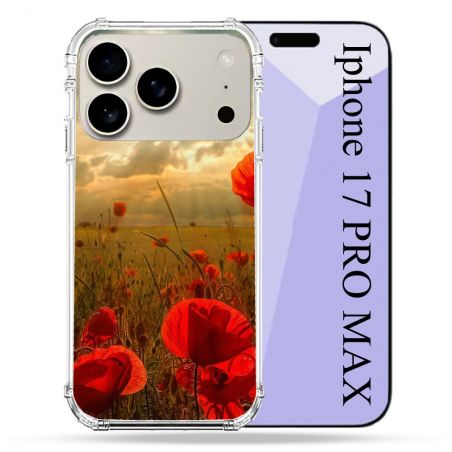 Coque Renforcée Magsafe Pour Iphone 17 Pro Max Fleur Coquelicot