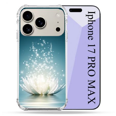 Coque Renforcée Magsafe Pour Iphone 17 Pro Max Fleur Lotus Blanc