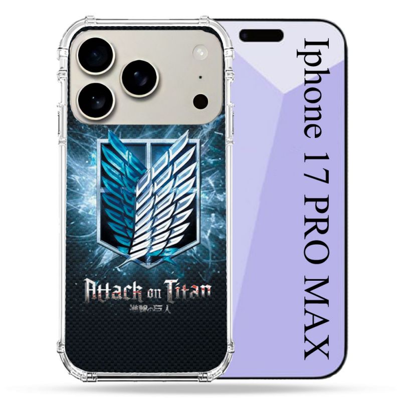 Coque Renforcée Magsafe Pour Iphone 17 Pro Max Manga Attaque Titans Noir
