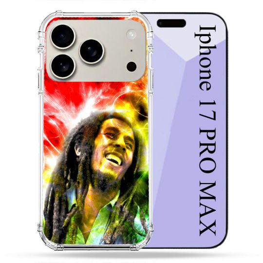 Coque Renforcée Magsafe Pour Iphone 17 Pro Max Musique Bob Marley Color