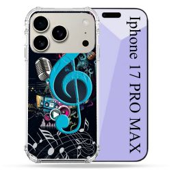 Coque Renforcée Magsafe Pour Iphone 17 Pro Max Musique Cle Sol Bleu