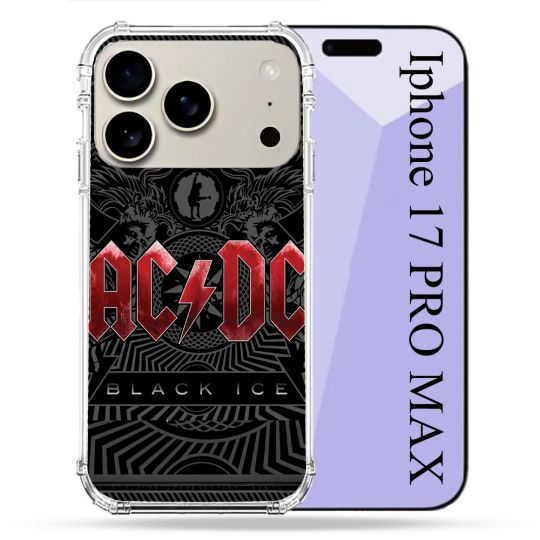 Coque Renforcée Magsafe Pour Iphone 17 Pro Max Musique Rock ACDC Rouge