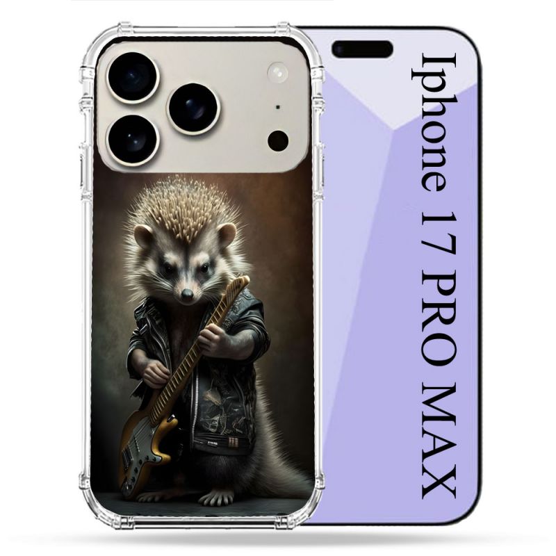 Coque Renforcée Magsafe Pour Iphone 17 Pro Max Musique Rock Herisson