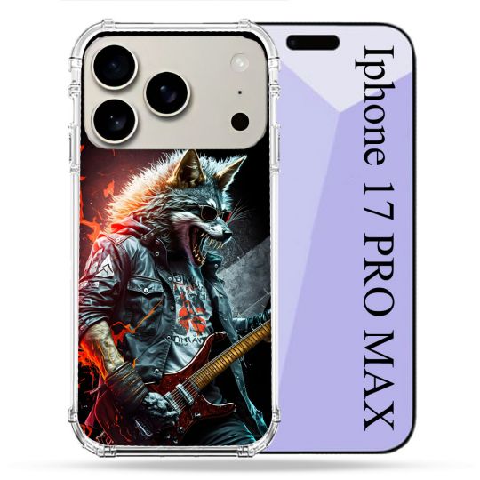 Coque Renforcée Magsafe Pour Iphone 17 Pro Max Musique Rock Loup