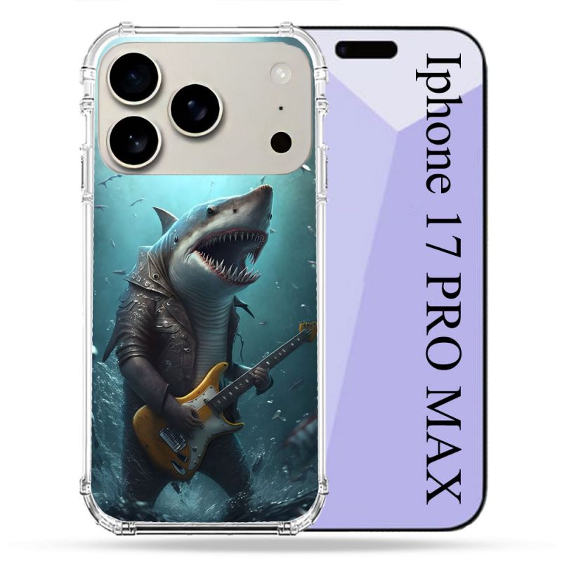 Coque Renforcée Magsafe Pour Iphone 17 Pro Max Musique Rock Requin
