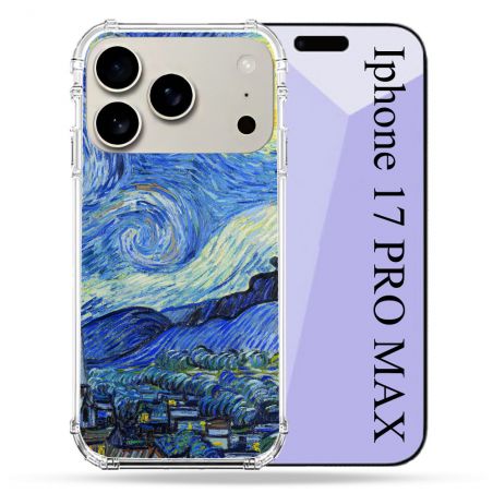Coque Renforcée Magsafe Pour Iphone 17 Pro Max Peinture La nuit étoilée