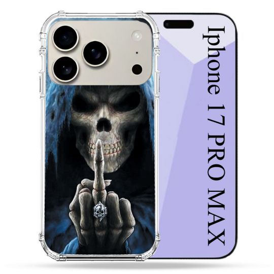 Coque Renforcée Magsafe Pour Iphone 17 Pro Max Tete de Mort Doigt
