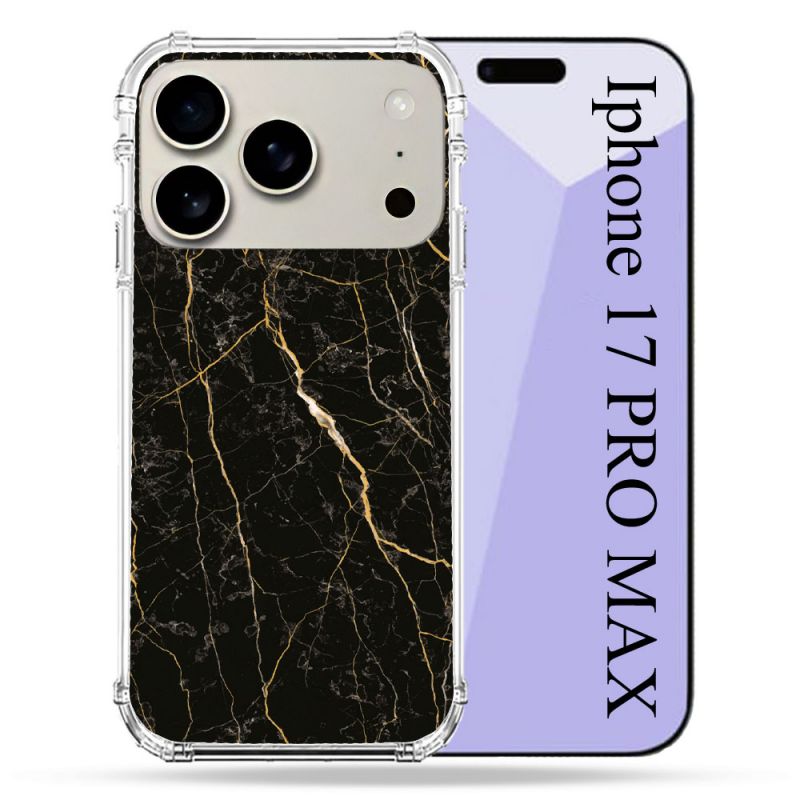 Coque Renforcée Magsafe Pour Iphone 17 Pro Max Texture Marbre Noir