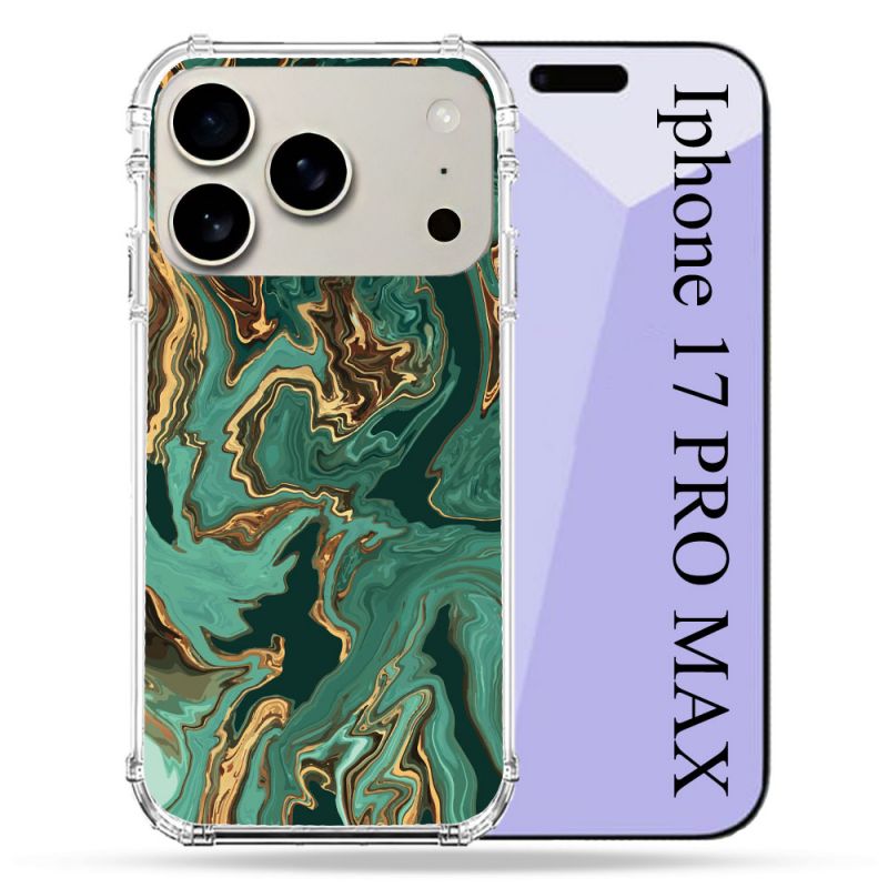 Coque Renforcée Magsafe Pour Iphone 17 Pro Max Texture Marbre Vert