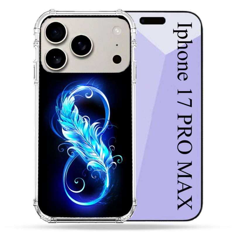 Coque Renforcée Magsafe Pour Iphone 17 Pro Max Texture Plume Infini Bleu