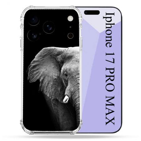 Coque Renforcée Pour Iphone 17 Pro Max Animal Elephant Noir