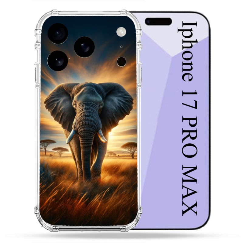Coque Renforcée Pour Iphone 17 Pro Max Animal Elephant Savane