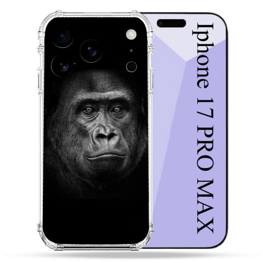 Coque Renforcée Pour Iphone 17 Pro Max Animal Gorille Noir