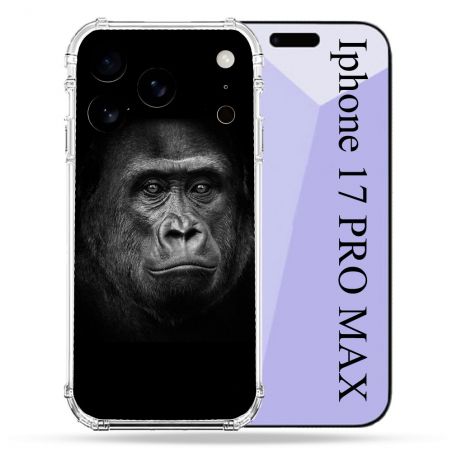 Coque Renforcée Pour Iphone 17 Pro Max Animal Gorille Noir