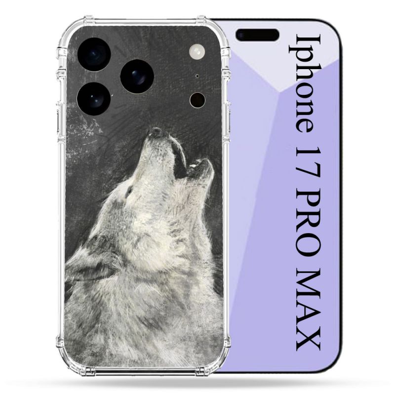 Coque Renforcée Pour Iphone 17 Pro Max Animal Loup Hurlement