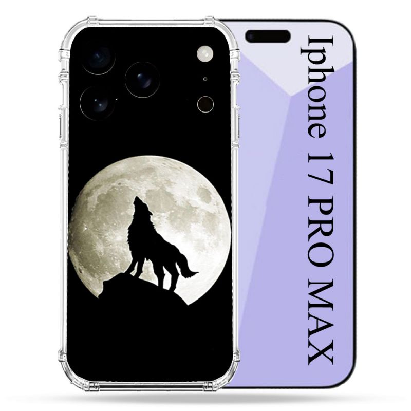 Coque Renforcée Pour Iphone 17 Pro Max Animal Loup Noir