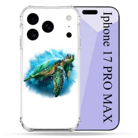 Coque Renforcée Pour Iphone 17 Pro Max Animal Tortue Blanche multicolore