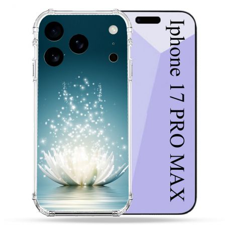 Coque Renforcée Pour Iphone 17 Pro Max Fleur Lotus Blanc