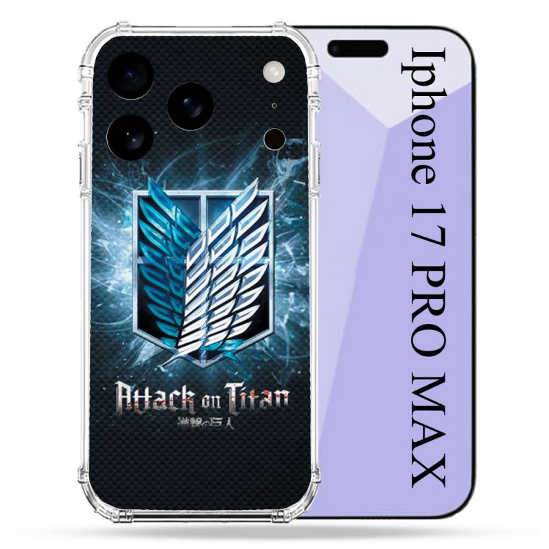 Coque Renforcée Pour Iphone 17 Pro Max Manga Attaque Titans Noir