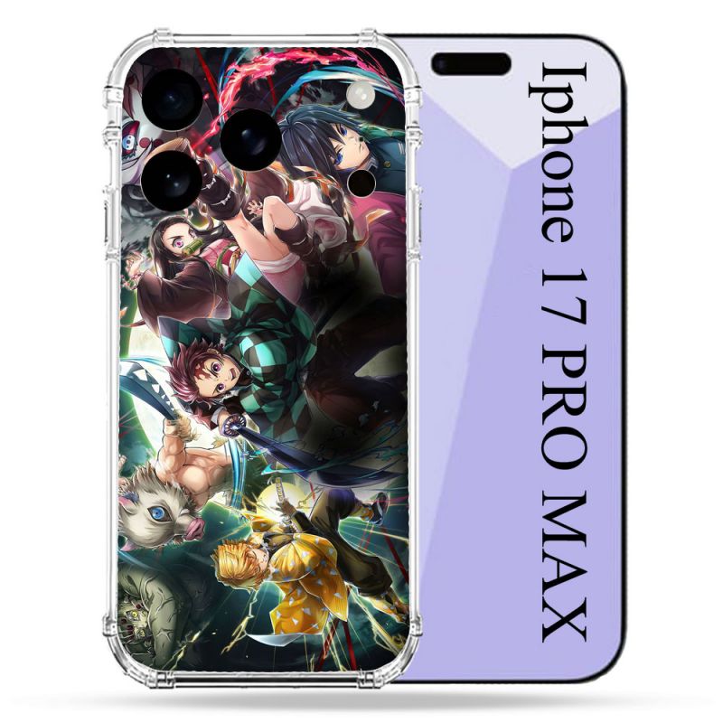 Coque Renforcée Pour Iphone 17 Pro Max Manga Demon Slayer Groupe