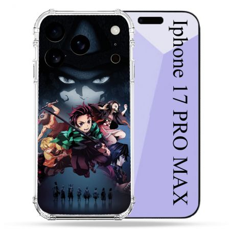 Coque Renforcée Pour Iphone 17 Pro Max Manga Demon Slayer Noir
